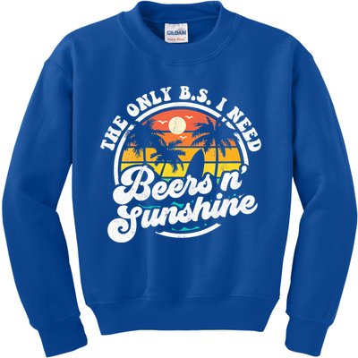 Wo The Only Bs I Need Is Beers And Sunshine Retro Beach Cool Gift Kids Sweatshirt