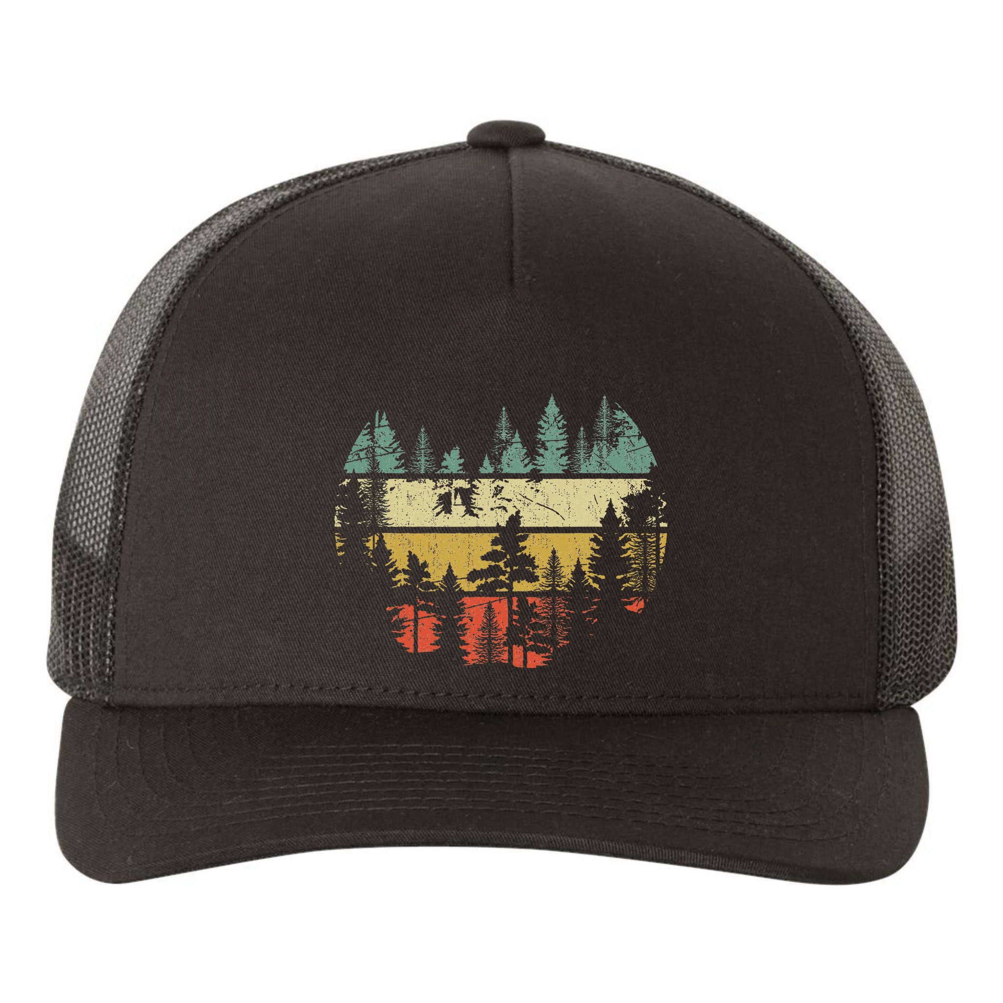 Wildlife Trees Outdoors Nature Retro Forest Sleeveless Yupoong Adult 5-Panel Trucker Hat
