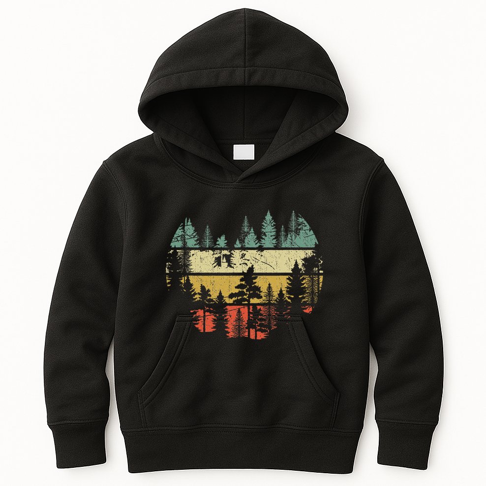 Wildlife Trees Outdoors Nature Retro Forest Sleeveless Kids Hoodie
