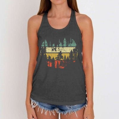 Wildlife Trees Outdoors Nature Retro Forest Sleeveless Women's Knotted Racerback Tank