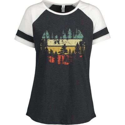 Wildlife Trees Outdoors Nature Retro Forest Sleeveless Enza Ladies Jersey Colorblock Tee