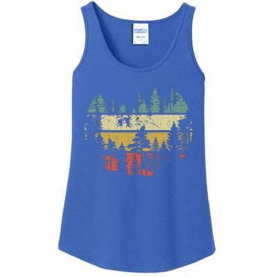 Wildlife Trees Outdoors Nature Retro Forest Sleeveless Ladies Essential Tank