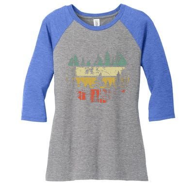 Wildlife Trees Outdoors Nature Retro Forest Sleeveless Women's Tri-Blend 3/4-Sleeve Raglan Shirt