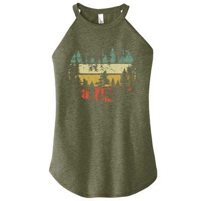 Wildlife Trees Outdoors Nature Retro Forest Sleeveless Women's Perfect Tri Rocker Tank