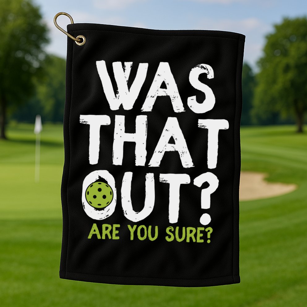 Was That Out Pickleball Pickle Ball Player Golf Towel