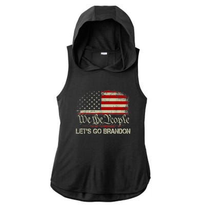 We The People Let's Go Brandon Ladies PosiCharge Tri-Blend Wicking Draft Hoodie Tank