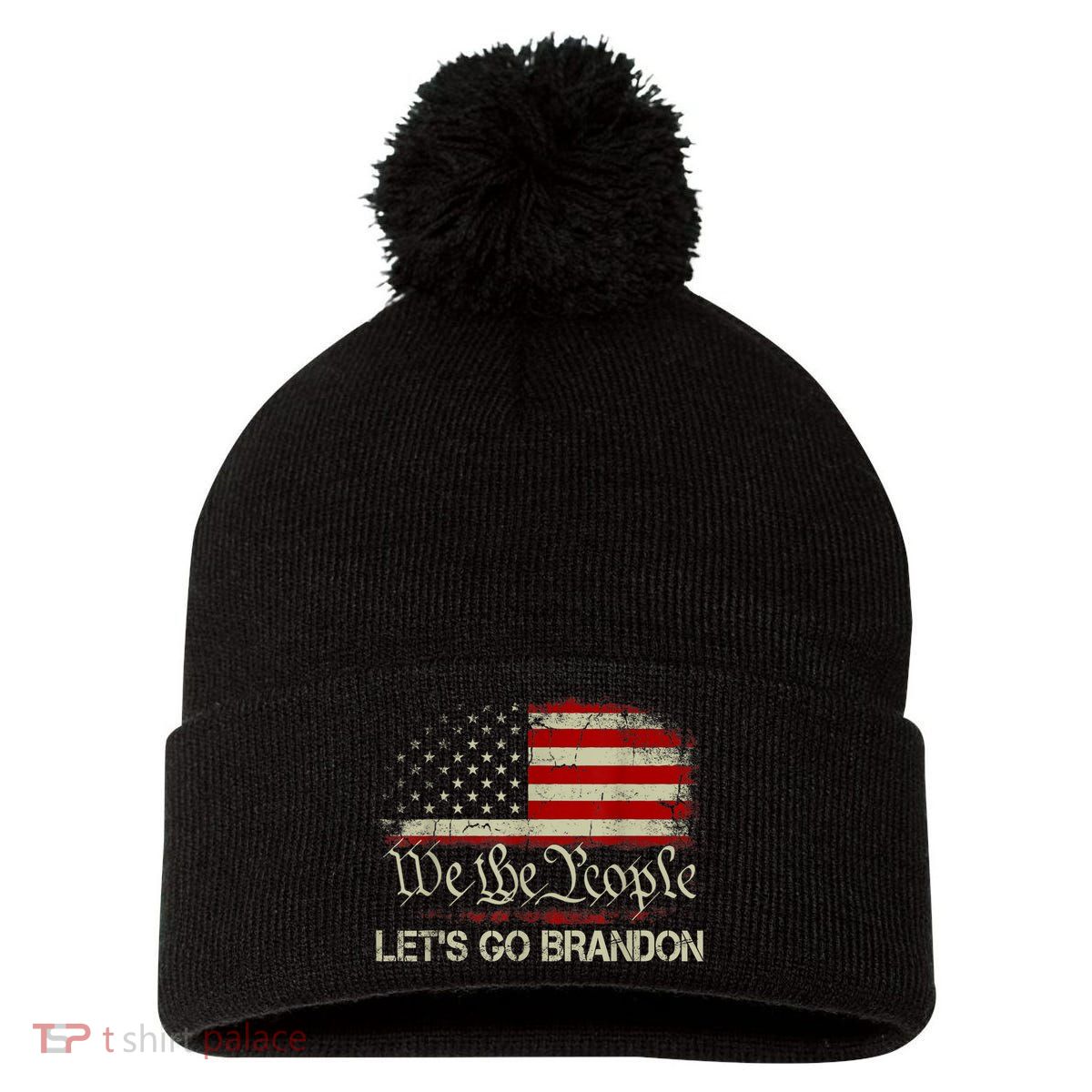 We The People Let's Go Brandon Pom Pom 12in Knit Beanie