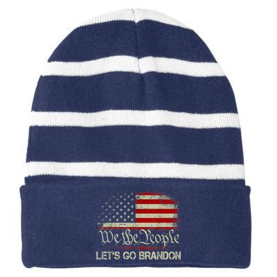 We The People Let's Go Brandon Striped Beanie with Solid Band