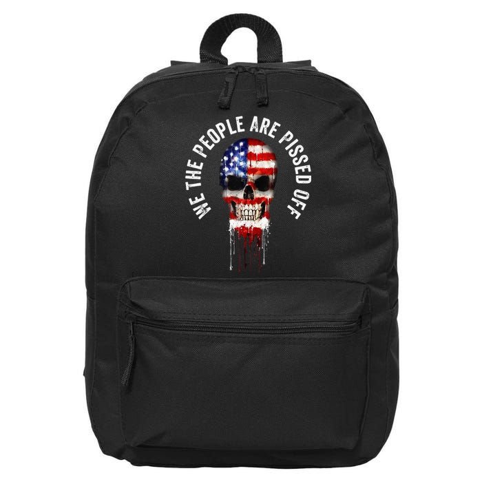 We The People Are Pissed Off Vintage USA America Skull Flag 16 in Basic Backpack