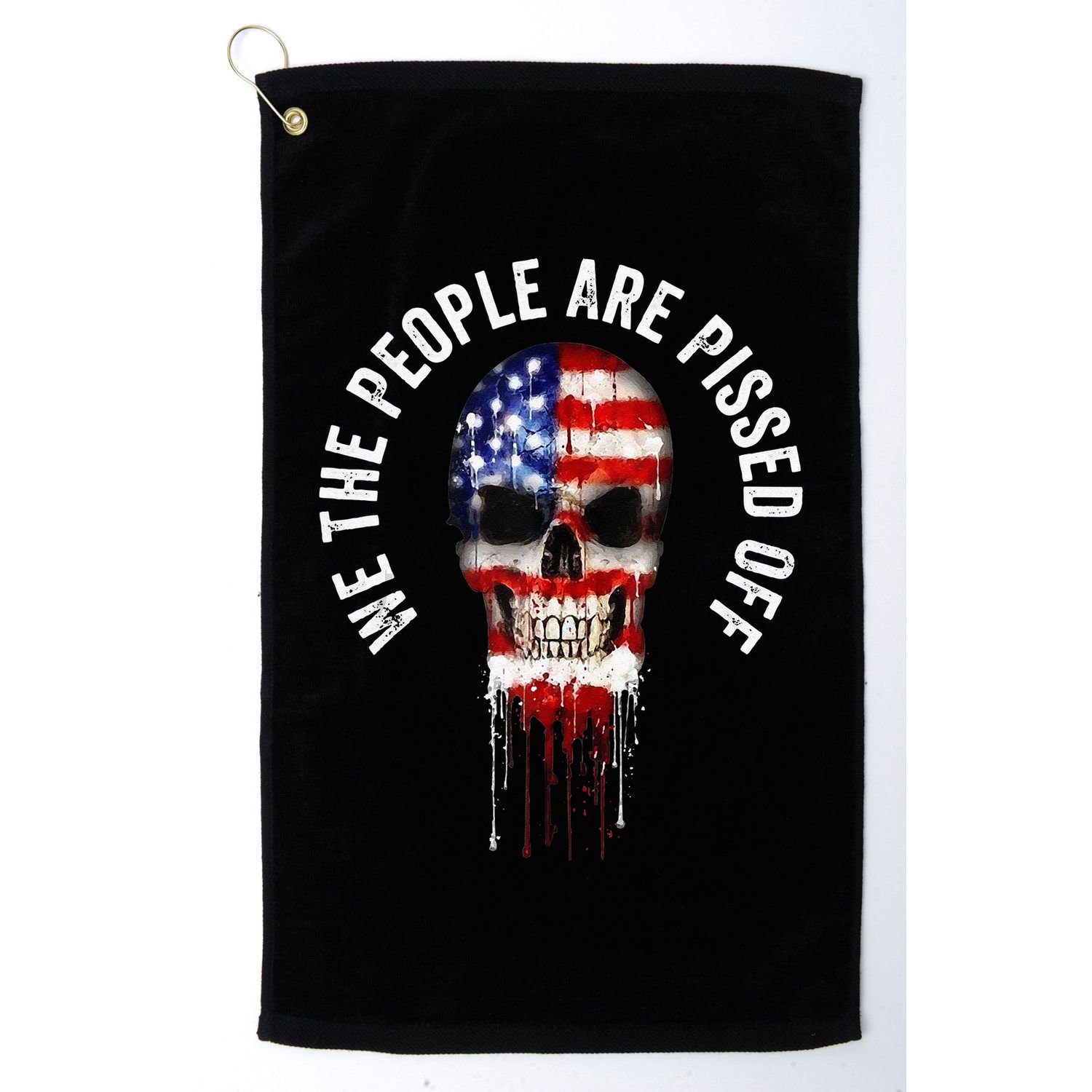 We The People Are Pissed Off Vintage USA America Skull Flag Golf Towel