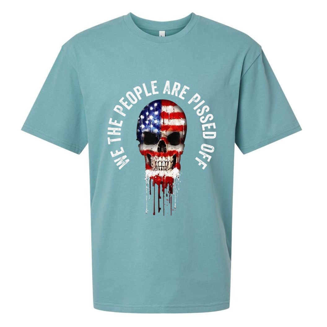 We The People Are Pissed Off Vintage USA America Skull Flag Sueded Cloud Jersey T-Shirt