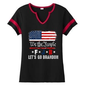 We The People, Let’s Go, Brandon Conservative Anti Liberal Ladies Halftime Notch Neck Tee