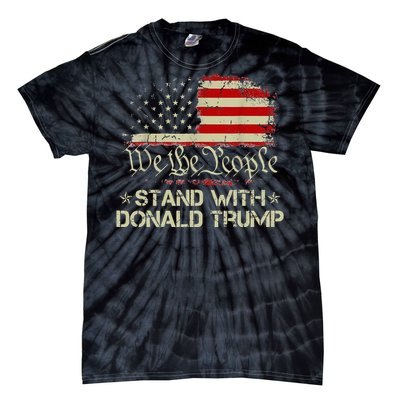 We The People Stand With Donald Trump 2024 American Flag Tie-Dye T-Shirt