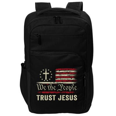 We The People Trust Jesus USA Flag Christian Patriotic Impact Tech Backpack