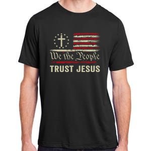 We The People Trust Jesus USA Flag Christian Patriotic Adult ChromaSoft Performance T-Shirt