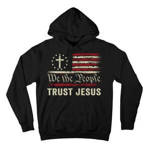 We The People Trust Jesus USA Flag Christian Patriotic Tall Hoodie