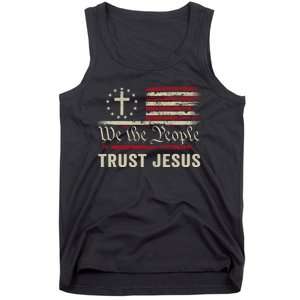 We The People Trust Jesus USA Flag Christian Patriotic Tank Top