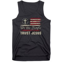 We The People Trust Jesus USA Flag Christian Patriotic Tank Top