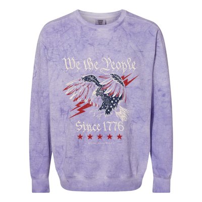 We The People Eagle American Flag Colorblast Crewneck Sweatshirt