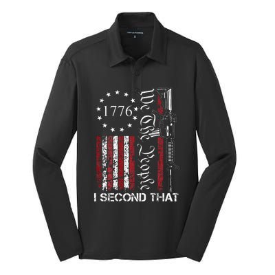 We The People I Second That 2nd Amendment US Flag Silk Touch Performance Long Sleeve Polo