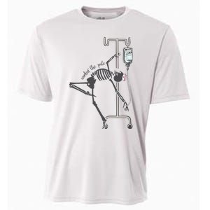 Working The Pole Funny Nurse Dancing Skeleton Halloween Cute Cooling Performance Crew T-Shirt