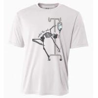 Working The Pole Funny Nurse Dancing Skeleton Halloween Cute Cooling Performance Crew T-Shirt