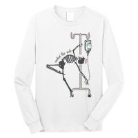 Working The Pole Funny Nurse Dancing Skeleton Halloween Cute Long Sleeve Shirt