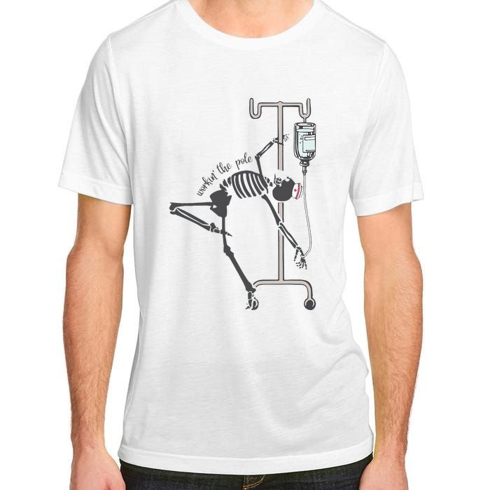 Working The Pole Funny Nurse Dancing Skeleton Halloween Cute Adult ChromaSoft Performance T-Shirt