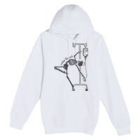 Working The Pole Funny Nurse Dancing Skeleton Halloween Cute Premium Pullover Hoodie