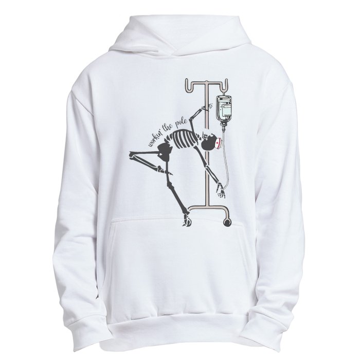 Working The Pole Funny Nurse Dancing Skeleton Halloween Cute Urban Pullover Hoodie