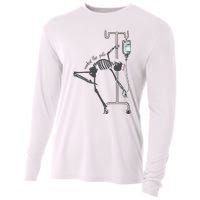 Working The Pole Funny Nurse Dancing Skeleton Halloween Cute Cooling Performance Long Sleeve Crew