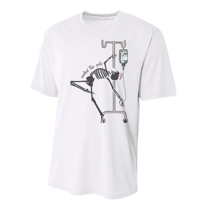 Working The Pole Funny Nurse Dancing Skeleton Halloween Cute Performance Sprint T-Shirt