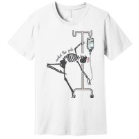 Working The Pole Funny Nurse Dancing Skeleton Halloween Cute Premium T-Shirt