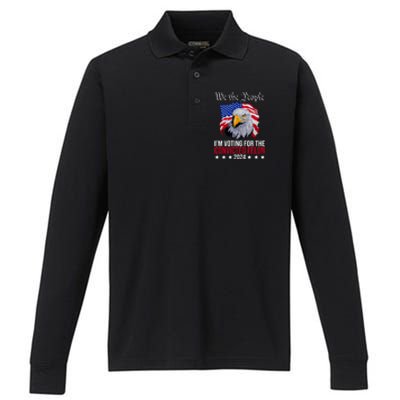 We The People Im Voting For The Convicted Felon 2024 Usa Eagle Performance Long Sleeve Polo