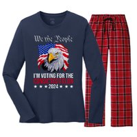 We The People Im Voting For The Convicted Felon 2024 Usa Eagle Women's Long Sleeve Flannel Pajama Set 