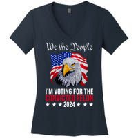 We The People Im Voting For The Convicted Felon 2024 Usa Eagle Women's V-Neck T-Shirt