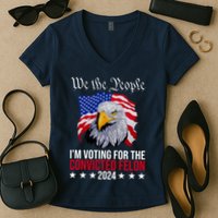 We The People Im Voting For The Convicted Felon 2024 Usa Eagle Women's V-Neck T-Shirt