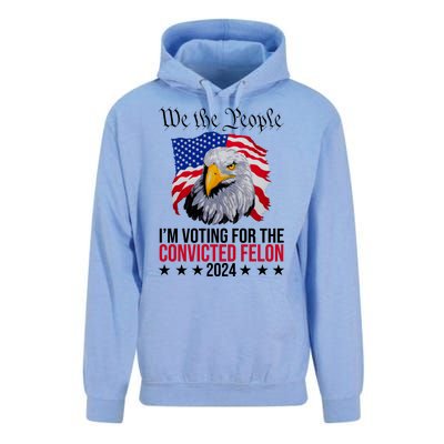 We The People Im Voting For The Convicted Felon 2024 Usa Eagle Unisex Surf Hoodie