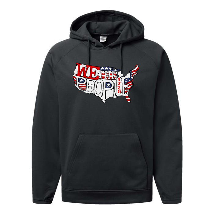 We The People Usa 1776 Map Performance Fleece Hoodie