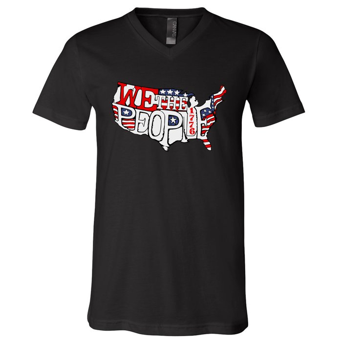 We The People Usa 1776 Map V-Neck T-Shirt