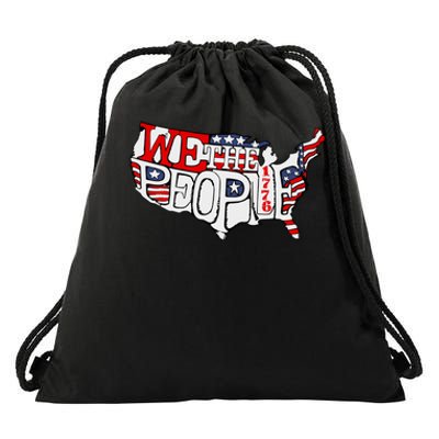 We The People Usa 1776 Map Drawstring Bag