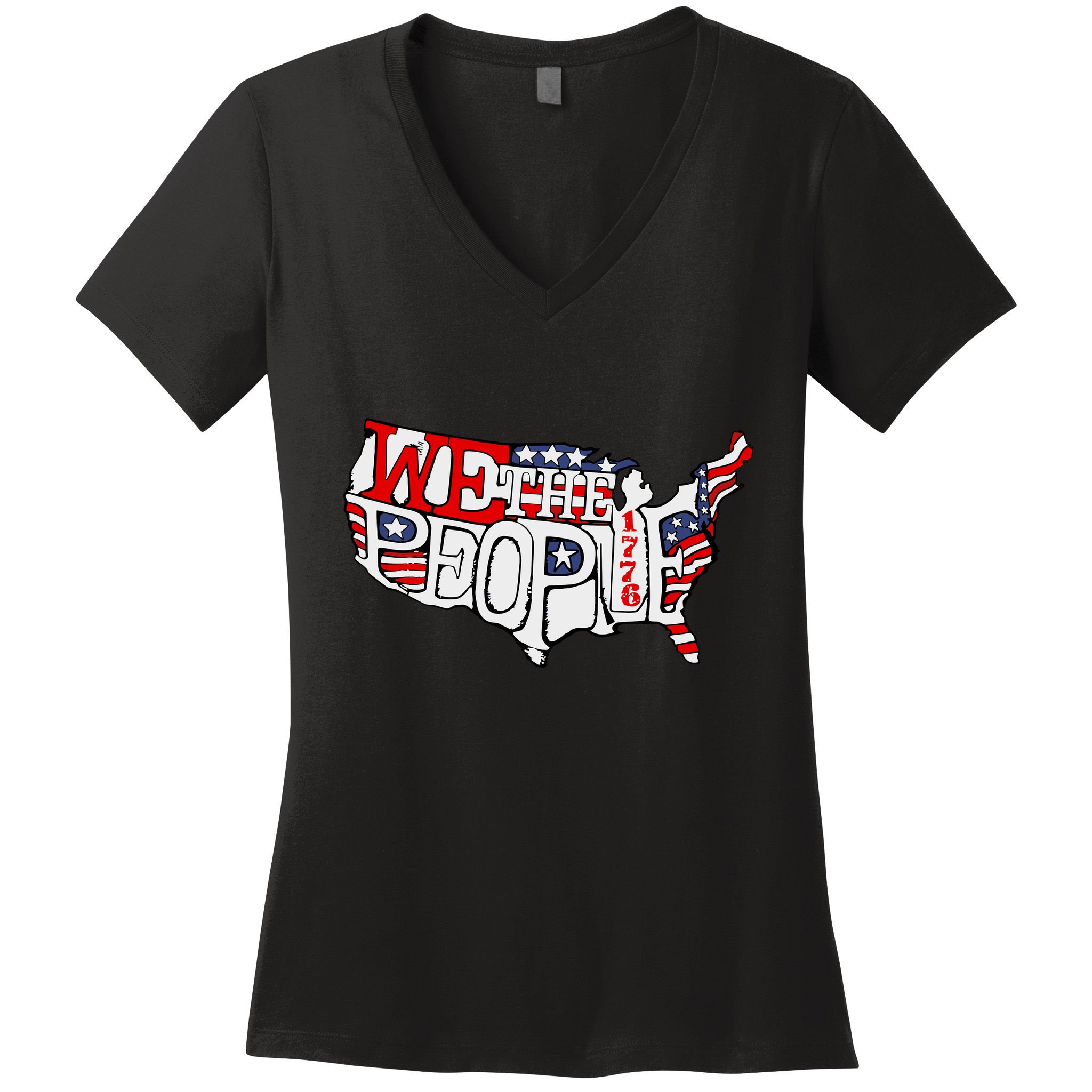 We The People Usa 1776 Map Women's V-Neck T-Shirt