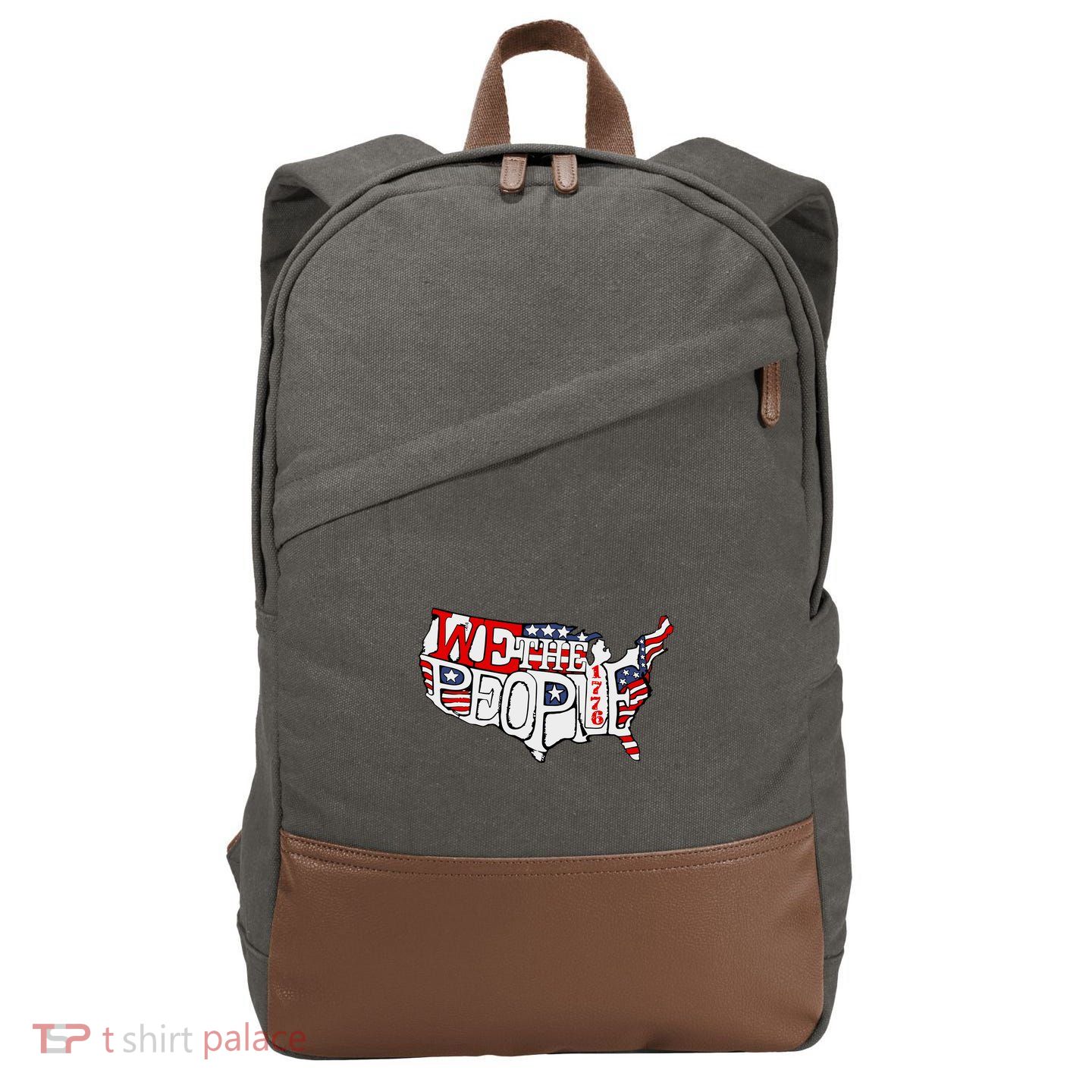 We The People Usa 1776 Map Cotton Canvas Backpack
