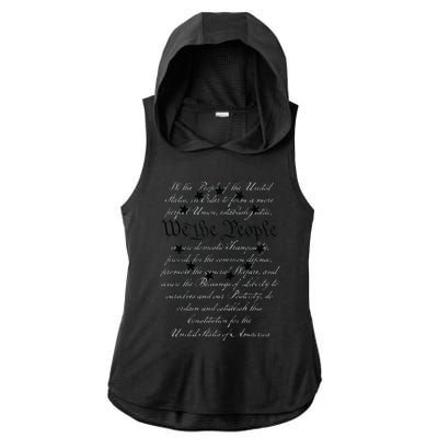 WE THE PEOPLE Preamble US Constitution 4th Of July White Ladies PosiCharge Tri-Blend Wicking Draft Hoodie Tank