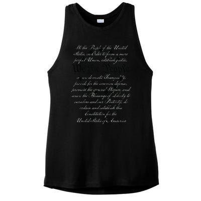 WE THE PEOPLE Preamble US Constitution 4th Of July White Ladies PosiCharge Tri-Blend Wicking Tank