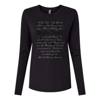 WE THE PEOPLE Preamble US Constitution 4th Of July White Womens Cotton Relaxed Long Sleeve T-Shirt