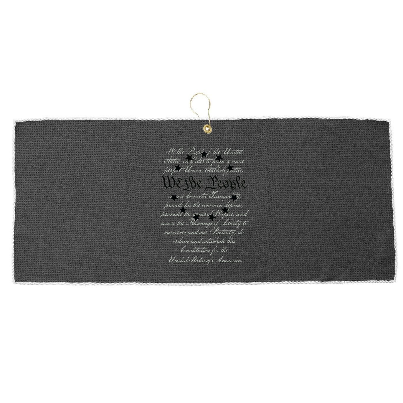 WE THE PEOPLE Preamble US Constitution 4th Of July White Large Microfiber Waffle Golf Towel