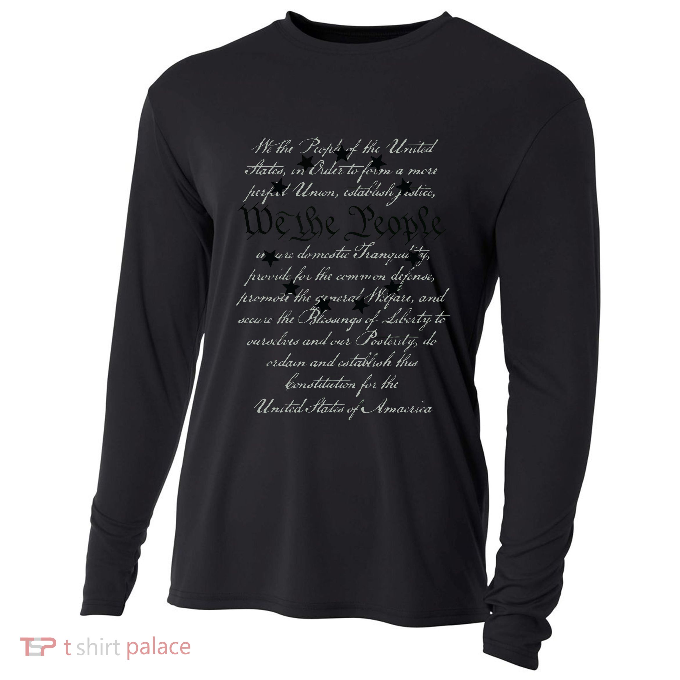 WE THE PEOPLE Preamble US Constitution 4th Of July White Cooling Performance Long Sleeve Crew