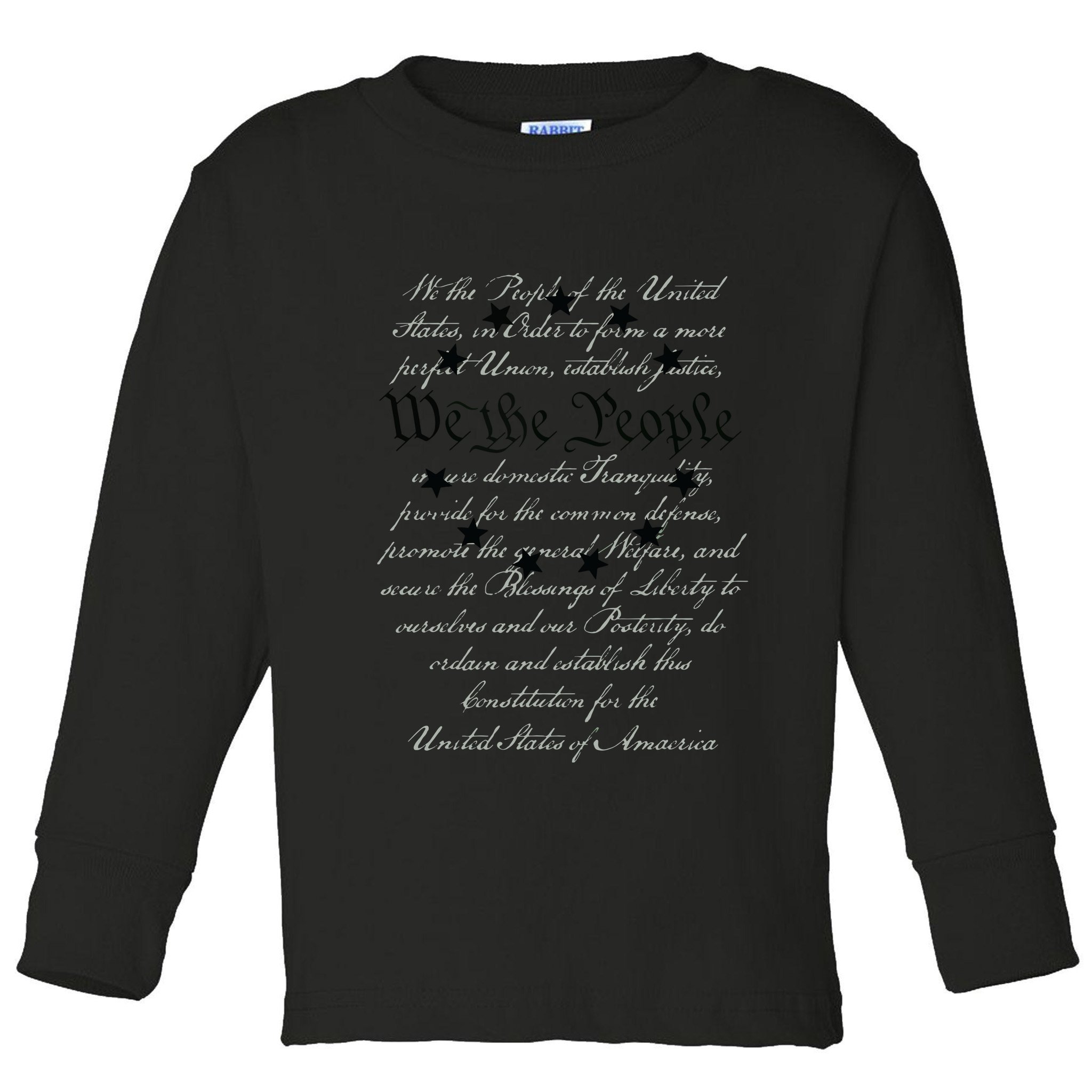 WE THE PEOPLE Preamble US Constitution 4th Of July White Toddler Long Sleeve Shirt
