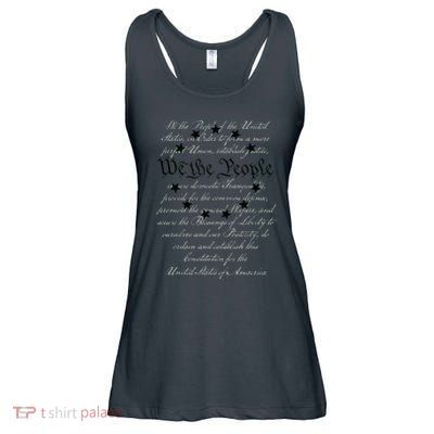 WE THE PEOPLE Preamble US Constitution 4th Of July White Ladies Essential Flowy Tank